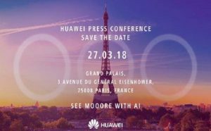 Invitation til event i Paris den 27. marts 2018, hvor det ventes Huawei P20 vil blive afsløret (Kilde: Pocketnow.com)