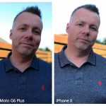 Portrætdemo iPhone vs Moto skygge