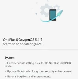 OxygenOS 5.1.7 opdateringslog