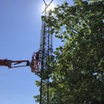 Mobilmast på Roskilde Festivallen 2018 med Dual-Band Dual-Beam 6 sector @4T4R (LF1800 + LT2600). (Foto: teleselskabet3)