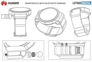Hauwei patent over smartwatch med indbyggede hovedtelefoner (Foto: LetGoDigital)