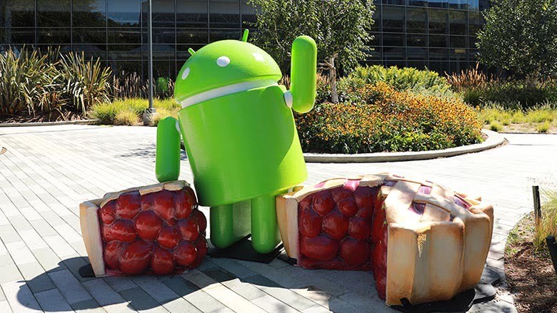 Android 9 Pie statuen udenfor Googles hovedkvarter GooglePlex