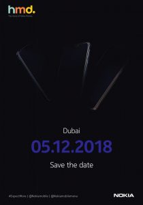 HMD Global inviterer til Nokia-event i Dubai onsdag den 5. december 2018 (Kilde: Fonearena.com)