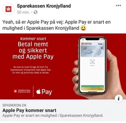 Sparekassen Kronjylland klar med Apple Pay