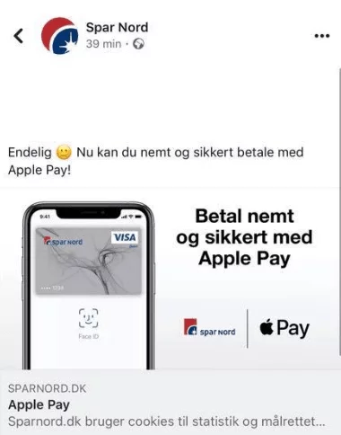 Spar Nord klar med Apple Pay