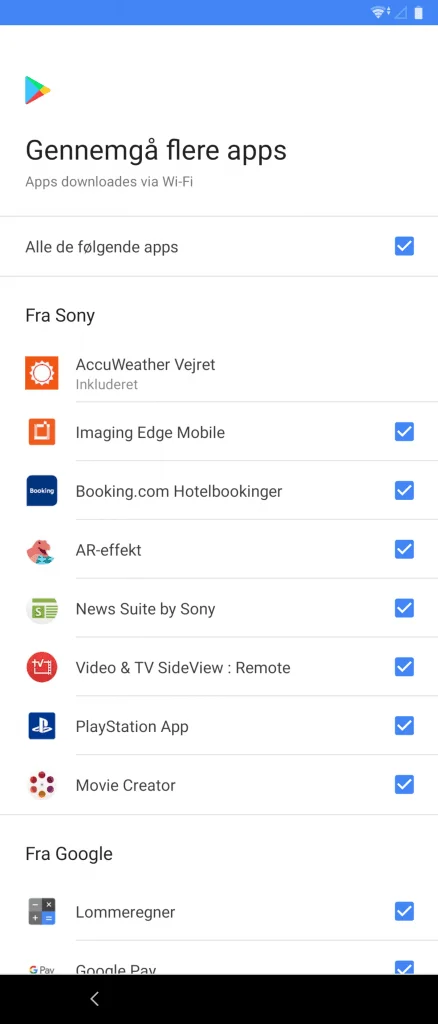 Skærmbillede fra Sony Xperia 1