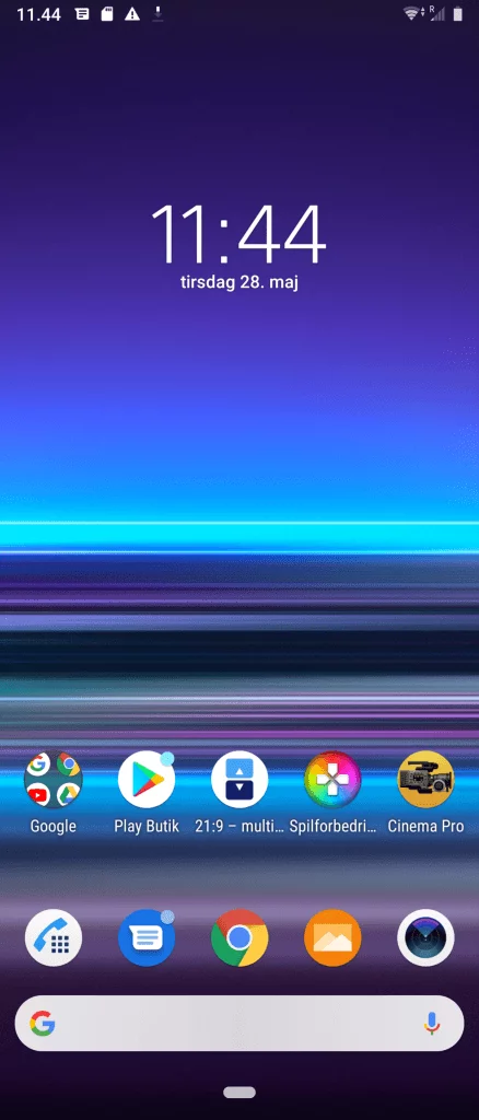 Skærmbillede fra Sony Xperia 1