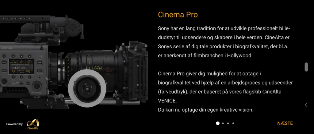 Skærmbillede fra Sony Xperia 1