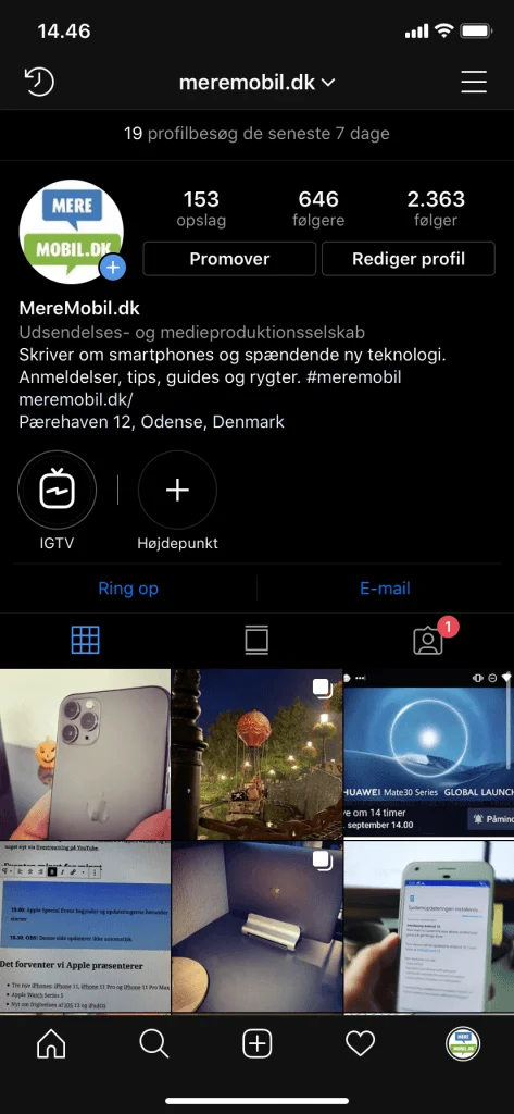 Instagram med dark mode (Foto: MereMobil.dk)