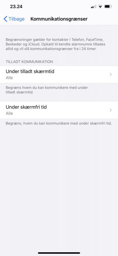 Kommunikationsgrænser i iOS 13.3 beta (Foto: MereMobil.dk)