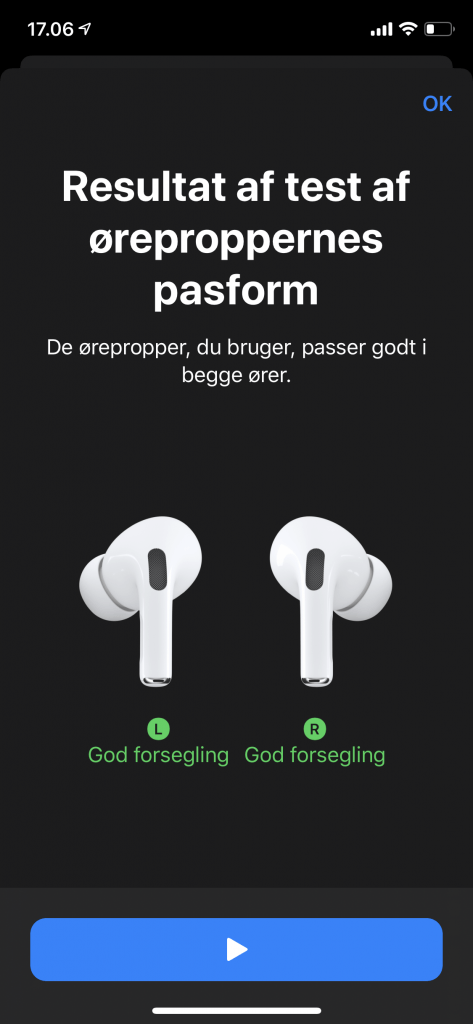 AirPods Pro interface på iPhone