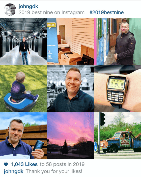 Instagram "Best Nine 2019" @johngdk (Foto: MereMobil.dk)