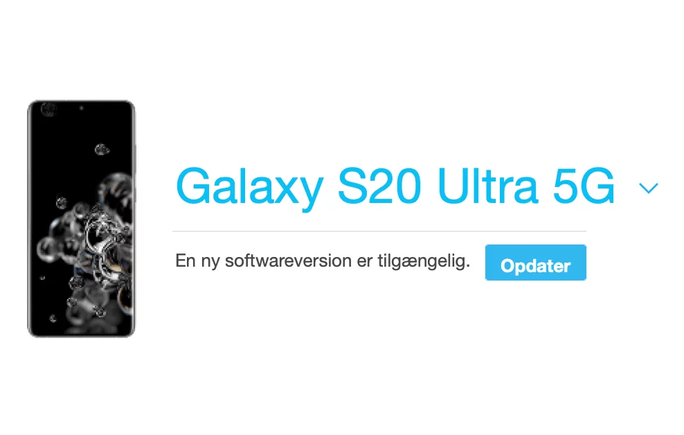 S20 Ultra software-opdatering