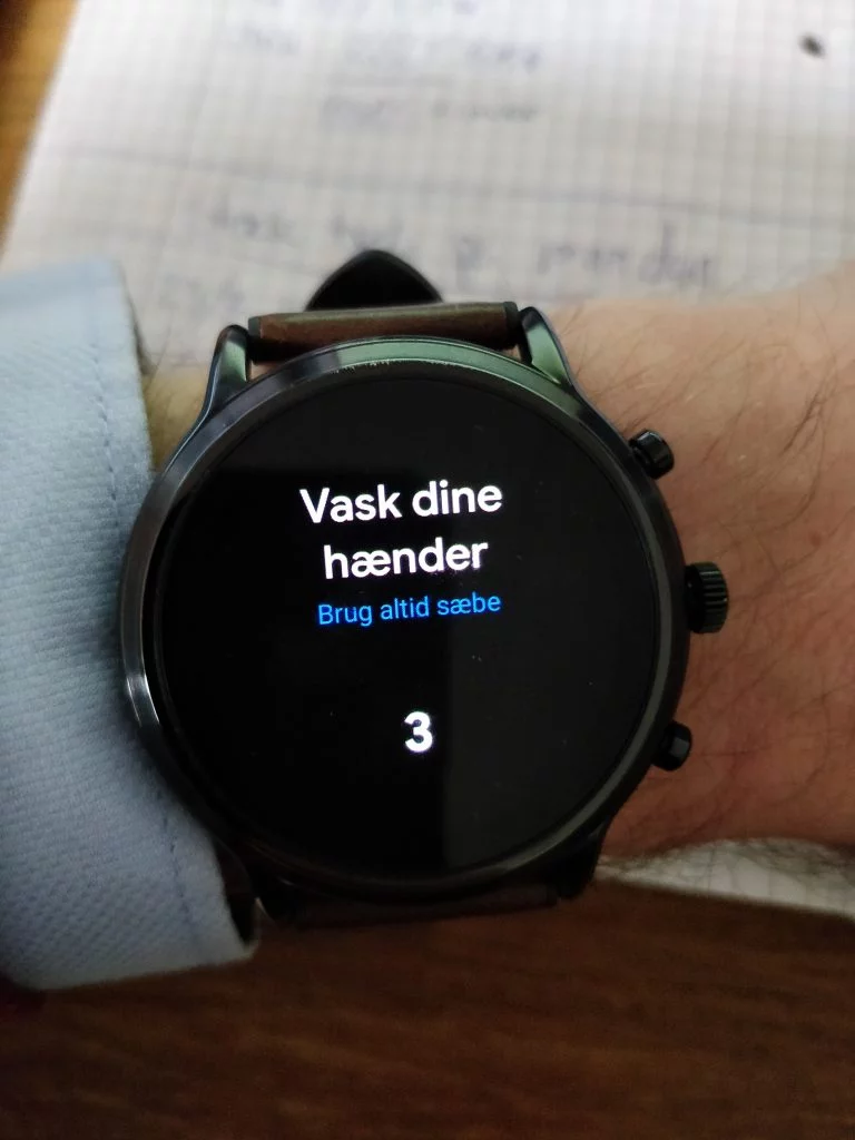 Påmindelse om at vaske hænder på Wear OS (Foto: Jacob Smidt)