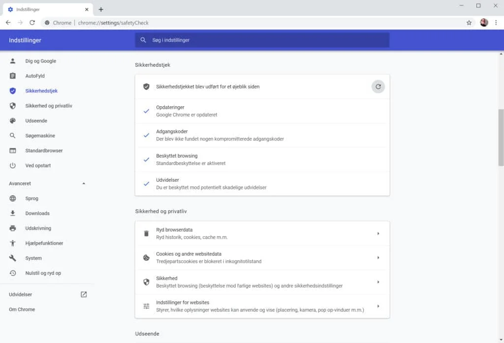 Sikkerhedschek-chrome