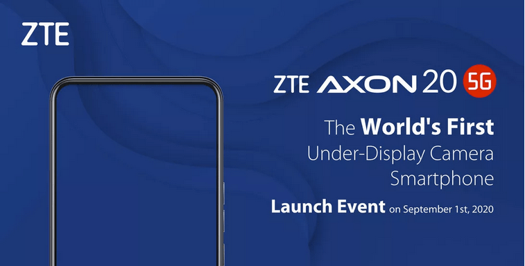ZTE teaser for den kommende smartphone, Axon 20 5G, som er den første telefon med frontkameraet under skærmen 