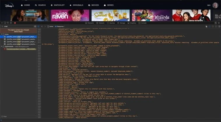 Kildekoden som Disneyplusinformer har fundet, hvor den nye funktion Group Watch "afsløres" (Kilde: DisneyPlusInformer)