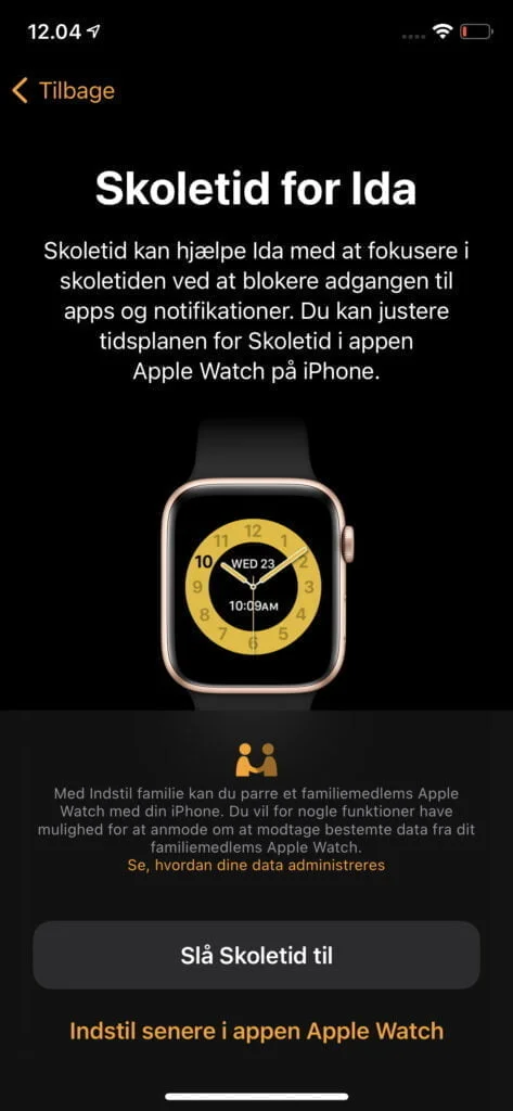 Funktionen Skoletid på Apple Watch 