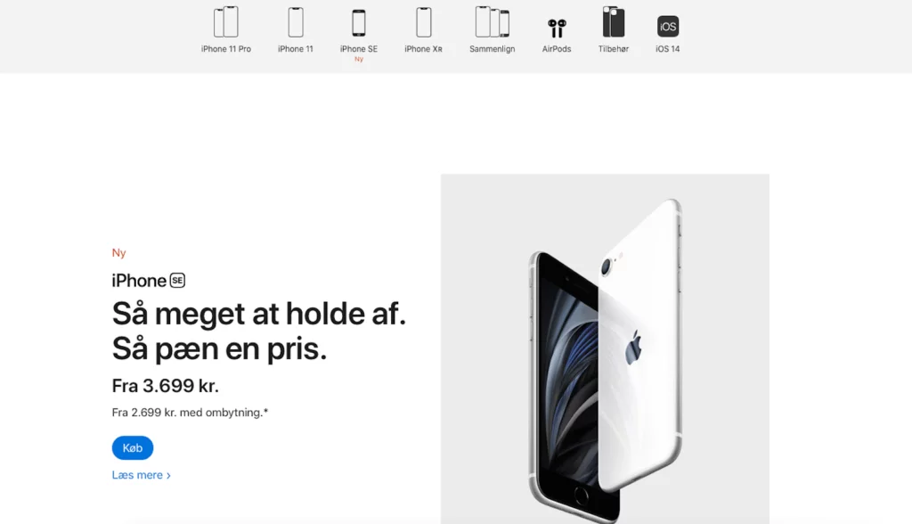 Apples sortiment af iPhones bestod inden lanceringen af iPhone 12-serien af: iPhone SE, iPhone Xr, iPhone 11 Pro, iPhone 11 Pro Max og iPhone 11. (Foto: MereMobil.dk)