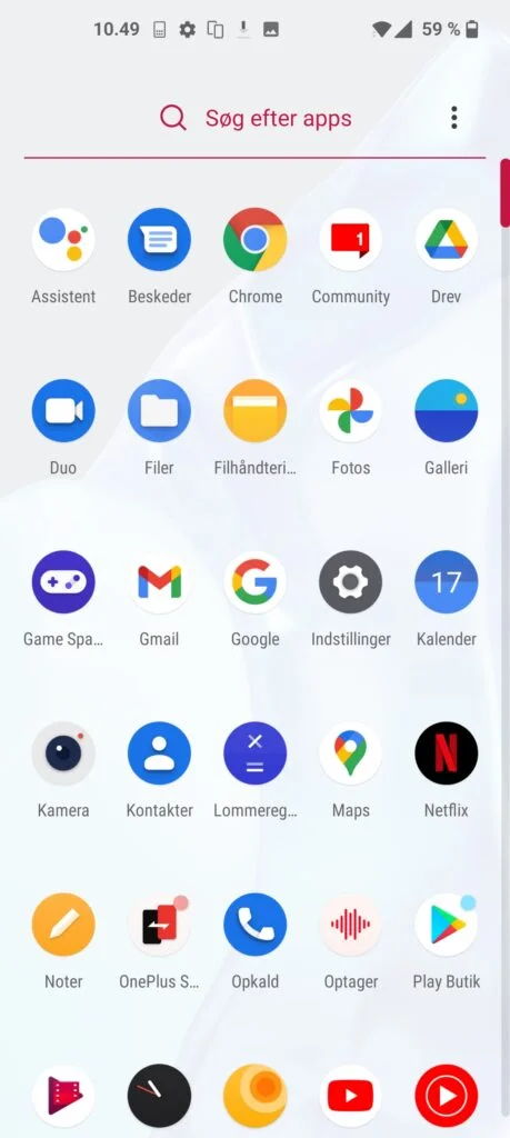 OnePlus 9 Pro, skærmbillede