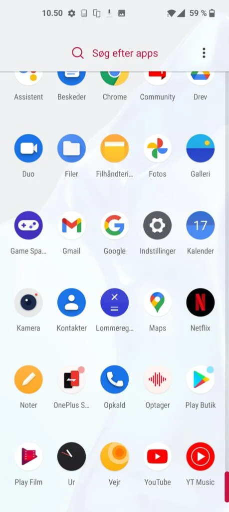 OnePlus 9 Pro, skærmbillede