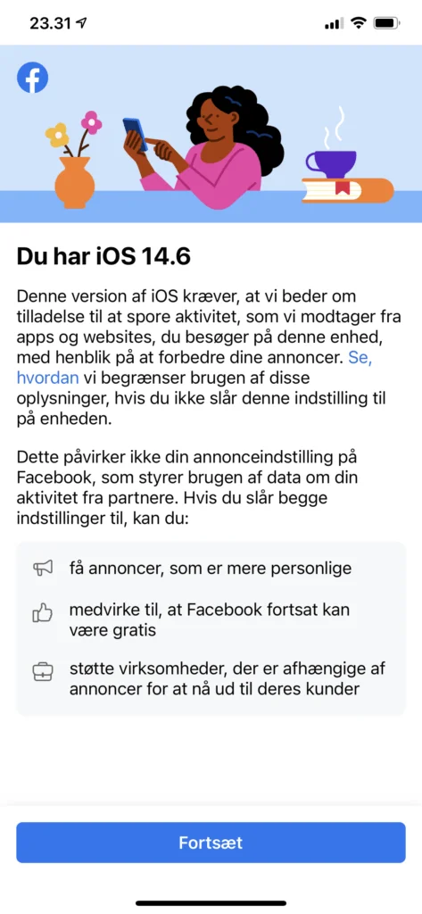 App Tracking feature giver advarsel fra Facebook (Foto: MereMobil.dk)