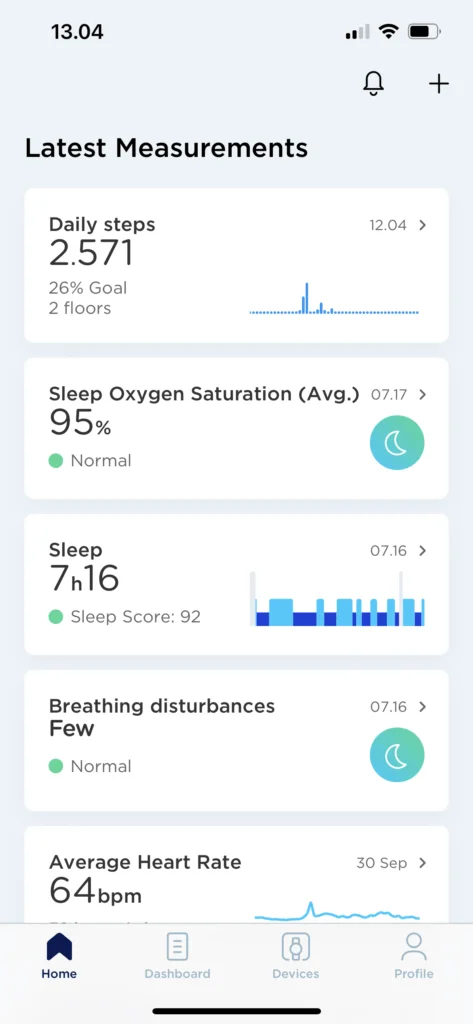 Fra Health Mate app, Withings