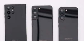 Samsung Galaxy S22 Ultra, Galaxy S22 Plus og Galaxy S22. (Screenshot: Unbox Therapy)