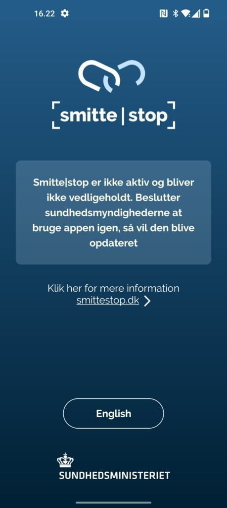 Smittestop-appen lukker ned (Kilde: Smittestop.dk)