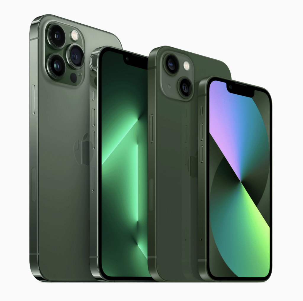 Apple er klar med iPhone 13 i en ny grøn farvevariant og iPhone 13 Pro i en grangrøn (Foto: Apple)