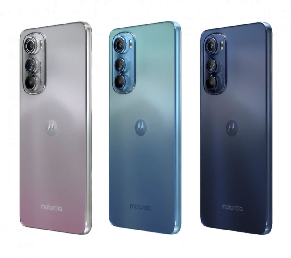 Lækkede billeder af Motorola Edge 30 i alle de forskellige farver, at den vil blive lanceret i (Kilde: GSMArena.com)