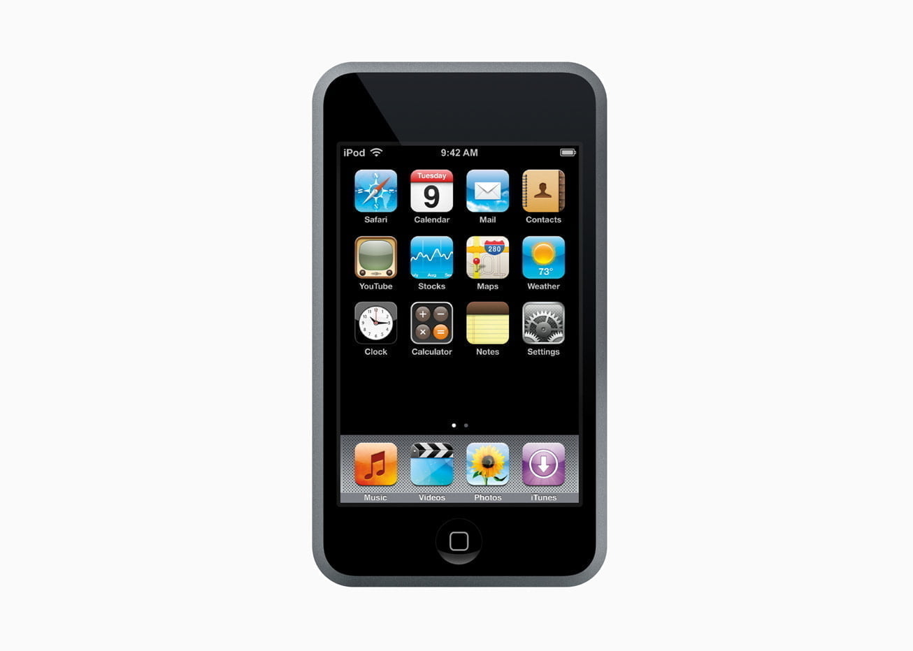 iPod Touch blev introduceret første gang den 5. september 2007. Den kom med multi-touch interface og 3,5 tommer farveskærm. iPod Touch mindede nu lidt om en iPhone. (Foto: Apple)