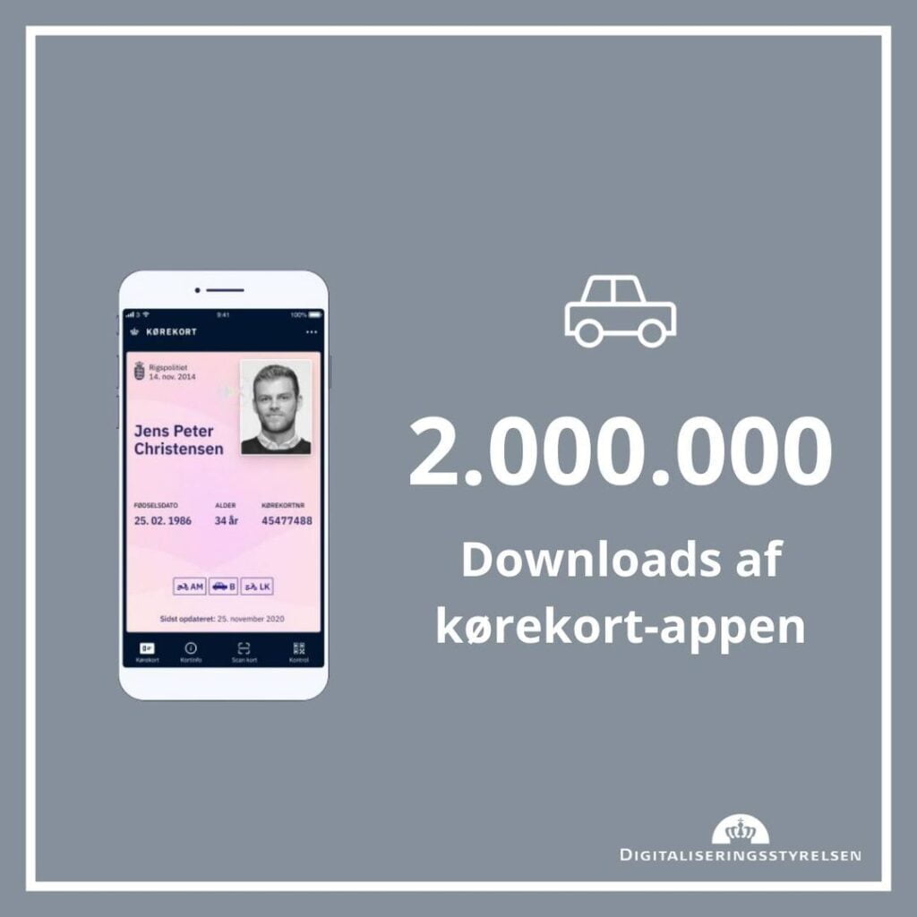 Den danske kørekort-app har rundet 2 millioner downloads (Kilde: Digitaliseringsstyrelsen)