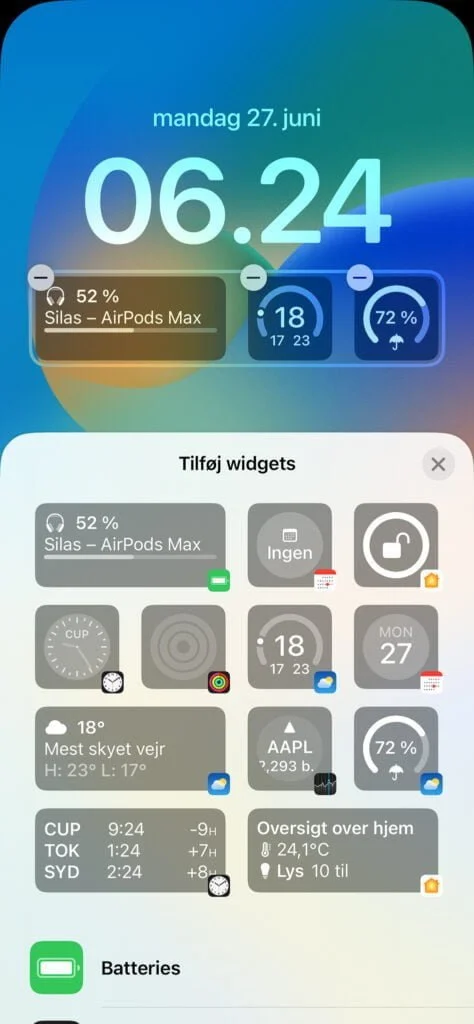 Skift widgets på låseskærmen (Foto: MereMobil.dk)
