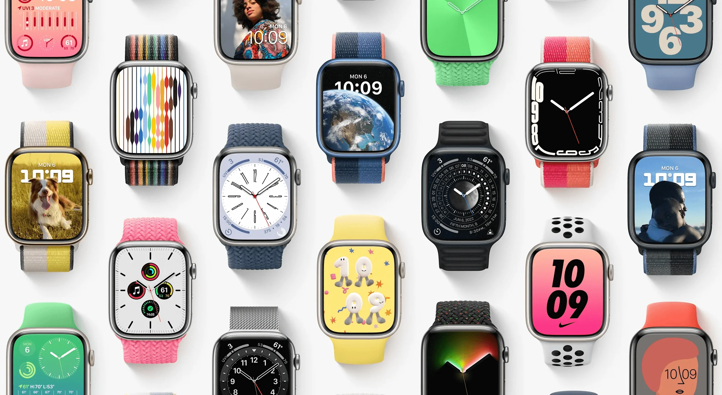 Forskellige watchfaces er klar med watchOS 9 sammen med nye features og funktioner (Foto: Apple)