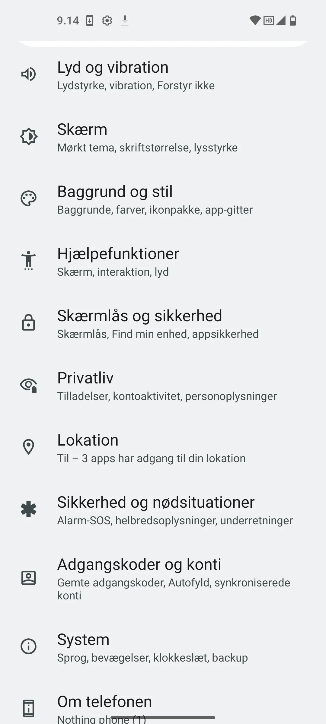 Skærmbillede Nothing Phone 1