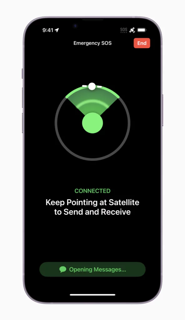 Nødopkald SOS (Emergency SOS) via satellit kan nu bruges i de første lande, hvis man har en af de fire iPhone 14-modeller (Foto: Apple)