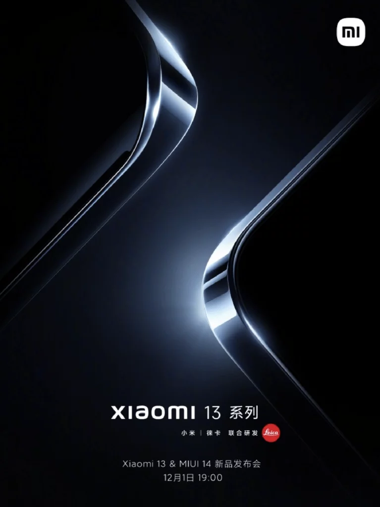 Xiaomi 13-modellerne annonceres torsdag den 1. december 2022 (Kilde: GSMArena.com)