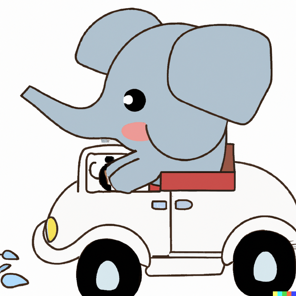 Elefant kører bil 