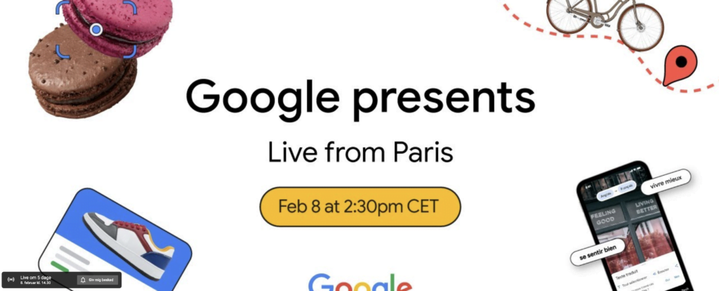 Google afholder event i Paris onsdag den 8. februar 2023 (Kilde: Google)