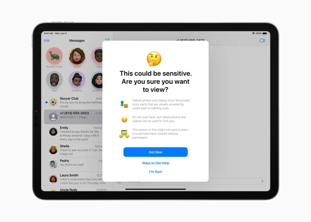 Sikker Kommunikation på iPadOS 17 (Foto: Apple)