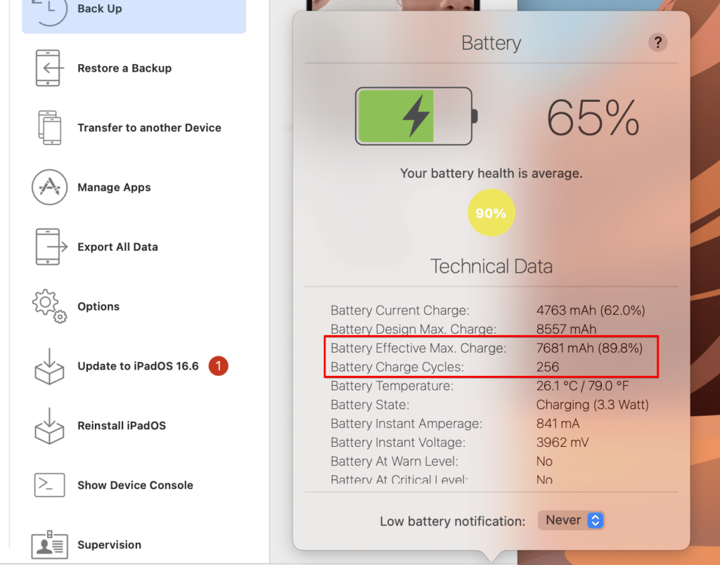 Batteri kapacitet iPad