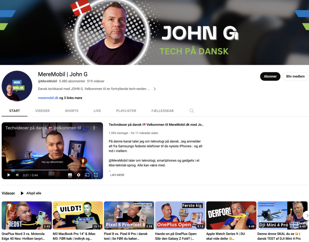 John G YouTube tech på dansk