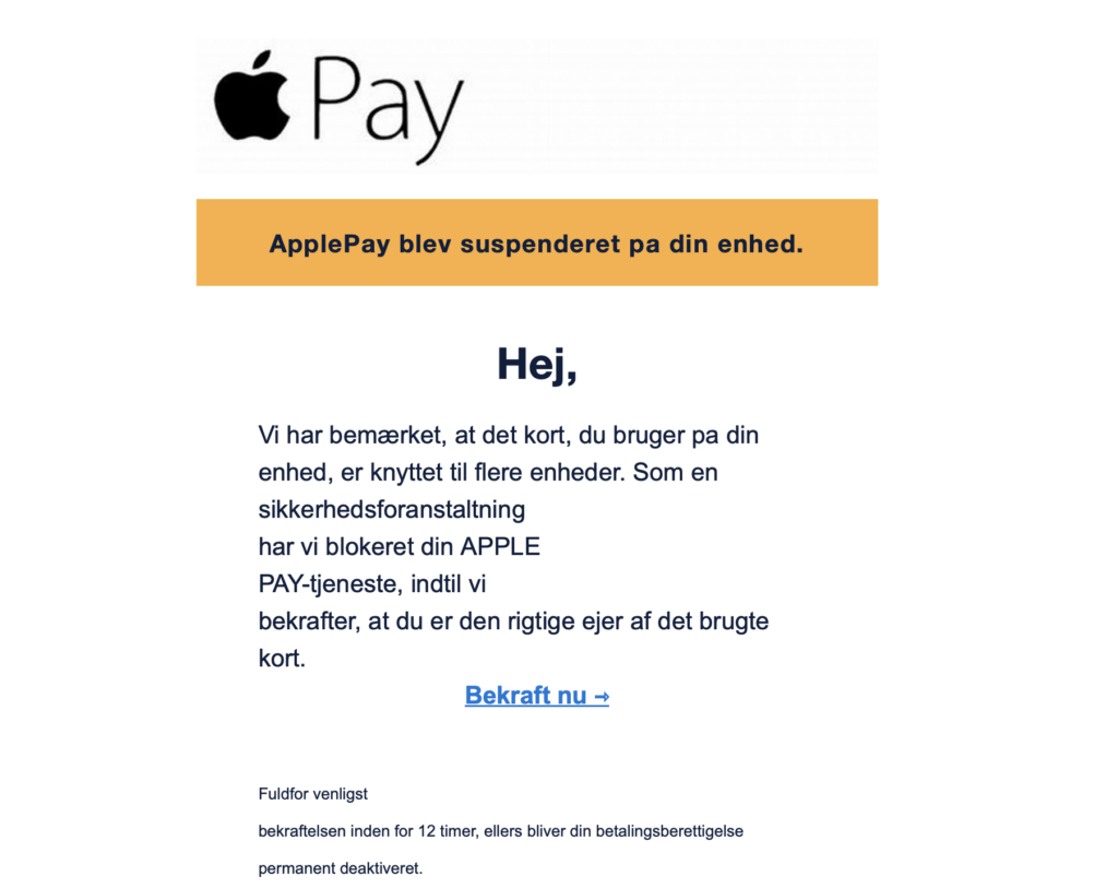Apple Pay svindelmail