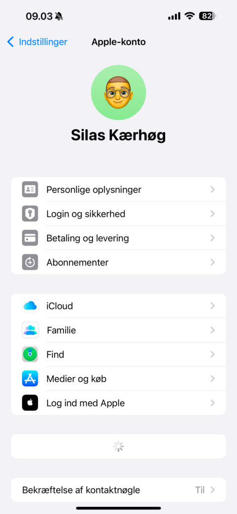 Apple-konto med iOS 18 (Foto: MereMobil.dk)