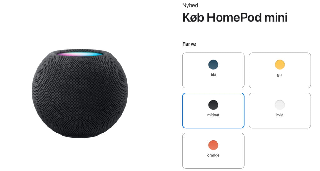 HomePod mini er kommet i farven Midnight i stedet for Space Gray (Foto: Apple)