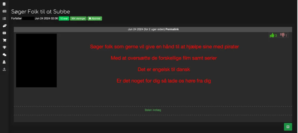 Dansk torrent site (Foto: Anonymt)