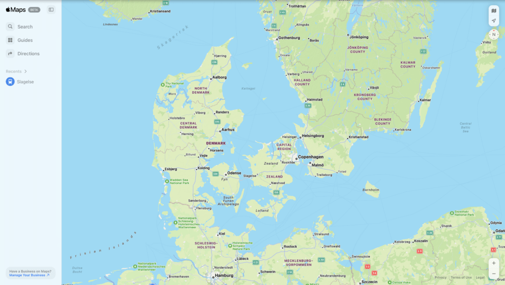 Apple Maps i browser (Skærmbillede: MereMobil.dk)