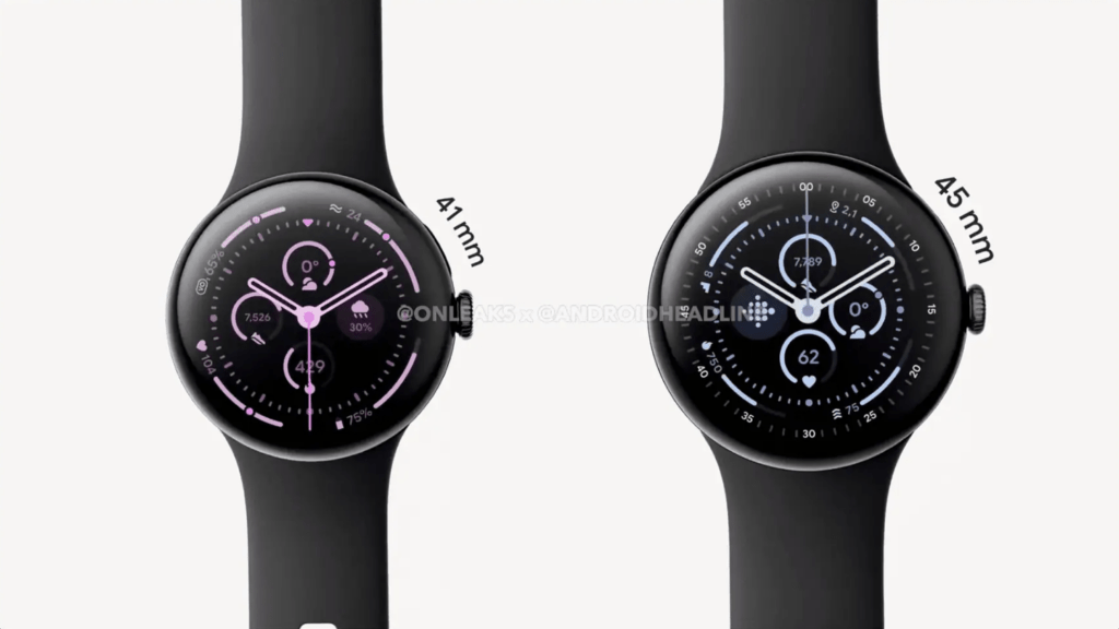 Google Pixel Watch 3 læk (Kilde: Onleaks / AndroidHeadline)