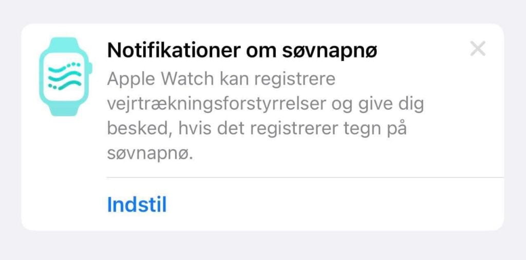 Søvnapnø, Apple Watch (Skærmbillede: MereMobil.dk)